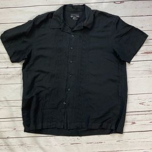 Robert Louis Black Guayavera Style Button Down